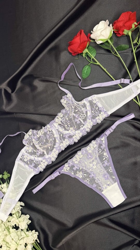 FLOWER TOUCH LİLA SÜTYEN TAKIM